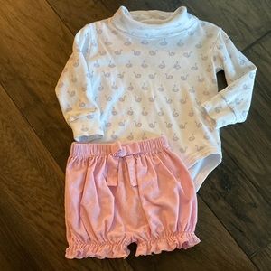 Little English turtleneck body suit and cord bloomers